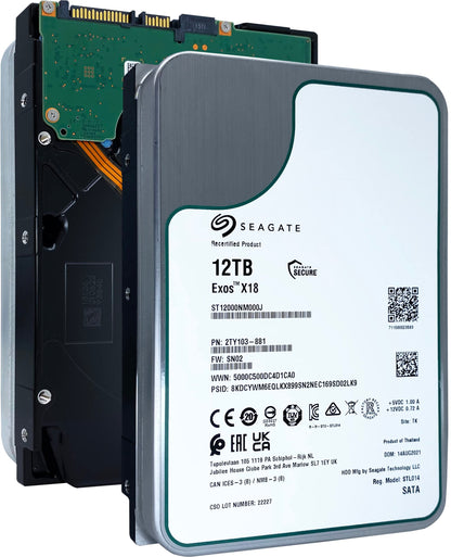 Seagate Exos X18 12TB 7200 RPM 512e/4Kn SATA 6Gb/s 256MB Cache 3.5-Inch Enterprise HDD (ST12000NM000J) (Renewed)