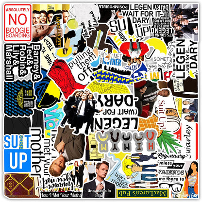 50 Pcs How I Met Your Mother Stickers - Water Bottle, US TV Waterproof Cute Aesthetic Vinyl Laptop Luggage Skateboard Computer Stickers for Teens Girls