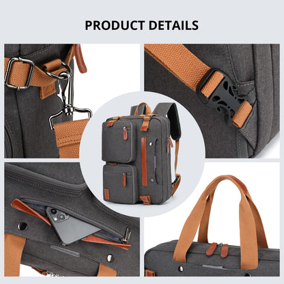 MOLNIA 3 in 1 Laptop Bag for Men, 17.3 Inch Work Bags for Men, Laptop Backpack, Briefcases, Messenger Bag, Computer Bags for Laptops for Men Women, Black