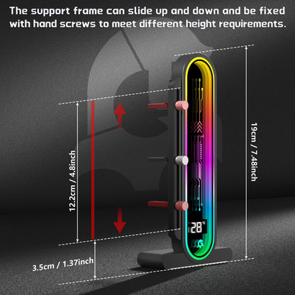 TGDGAMER ARGB GPU-Halterung mit Temperaturanzeige (Gehäusetemperatur), 5V 3-Pin Universal-GPU-Halterung, Grafikkartenhalterung mit Höhenverstellung, DY7-Schwarz