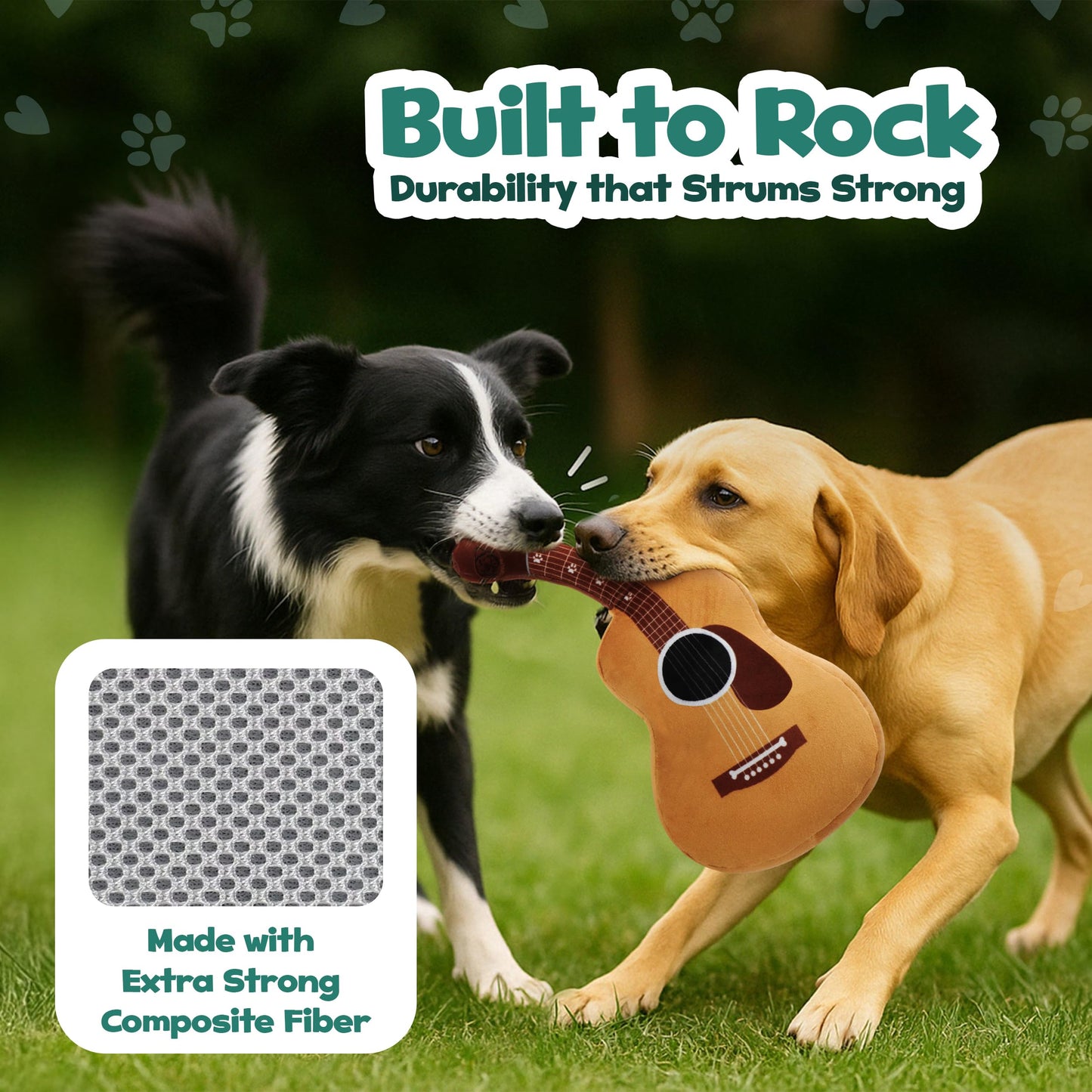 PUPROAR Akustikgitarre Hundespielzeug – Weihnachts- und Geburtstagsgeschenk für Hunde, interaktiver Quietscher und Knistereffekt, kuschelig und niedlich, lustiges Geschenk für Welpen im Nikolausstiefel
