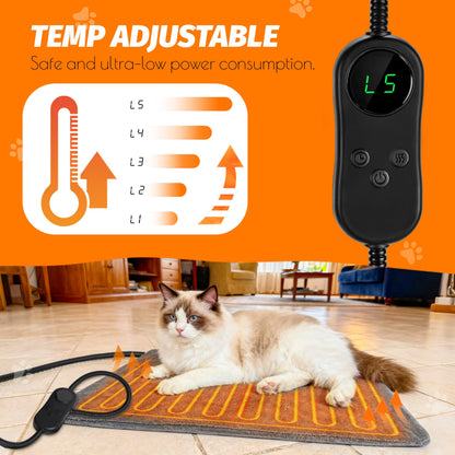 PatiencET Beheiztes Katzenhaus für draußen, faltbares, wetterfestes, isoliertes Katzenhaus für den Außenbereich, einstellbare Temperatur, erhöhter Sockel mit Erdspießen, für Haus- und Freigängerkatzen