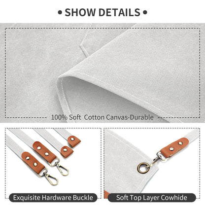 ZOMAO Kochschürze, Baumwoll-Canvas-Schürze mit gekreuztem Rückenteil und Taschen für Damen und Herren, verstellbare Träger und große Taschen, Küchenschürze zum Kochen und Backen 