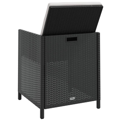 11-tlg. Garten-Essgruppe Poly Rattan Akazienholz Schwarz