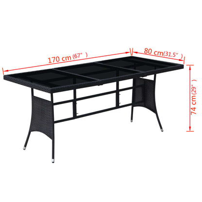 9-tlg. Garten-Essgruppe mit Kissen Poly Rattan Schwarz