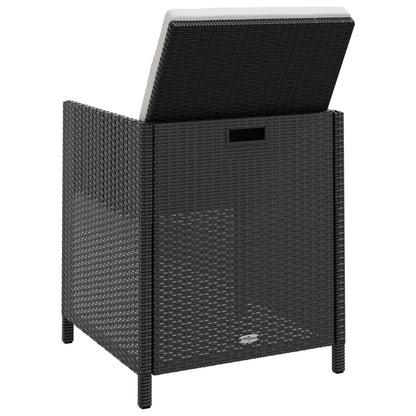 13-tlg. Garten-Essgruppe mit Auflagen Poly Rattan Schwarz