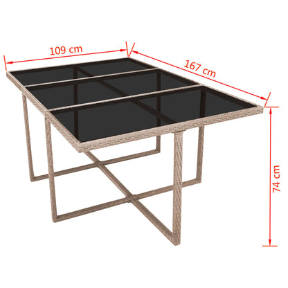 11-tlg. Garten-Essgruppe mit Auflagen Poly Rattan Beige