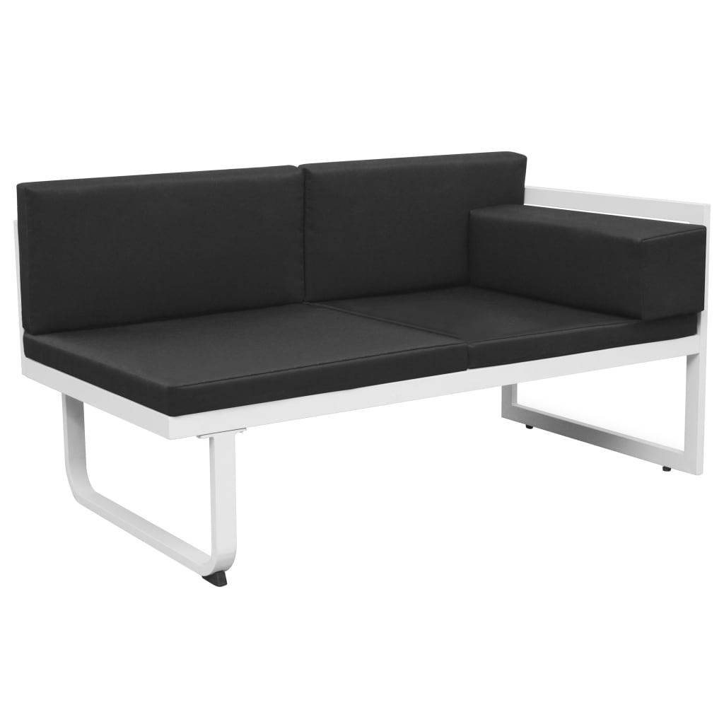 4-tlg. Garten-Lounge-Set mit Auflagen Aluminium Schwarz