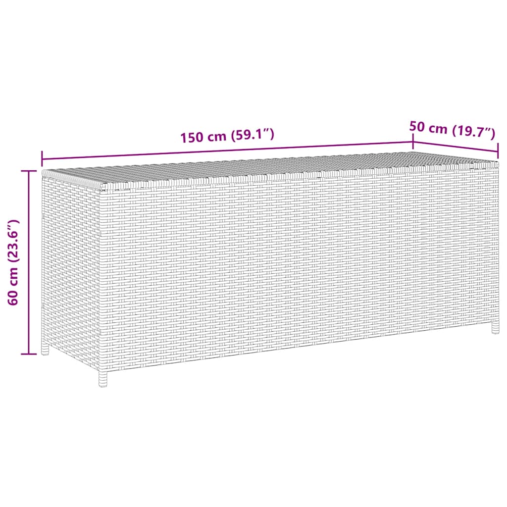 Garden-Auflagenbox Schwarz 150x50x60 cm Poly Rattan