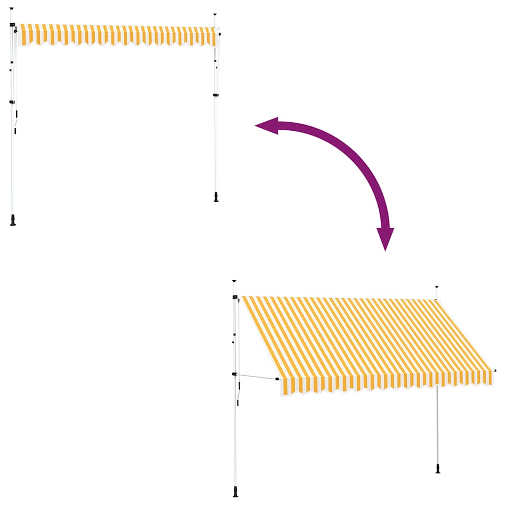 Einziehbare Markise Handbetrieben 350 cm Orange/Weiß Gestreift