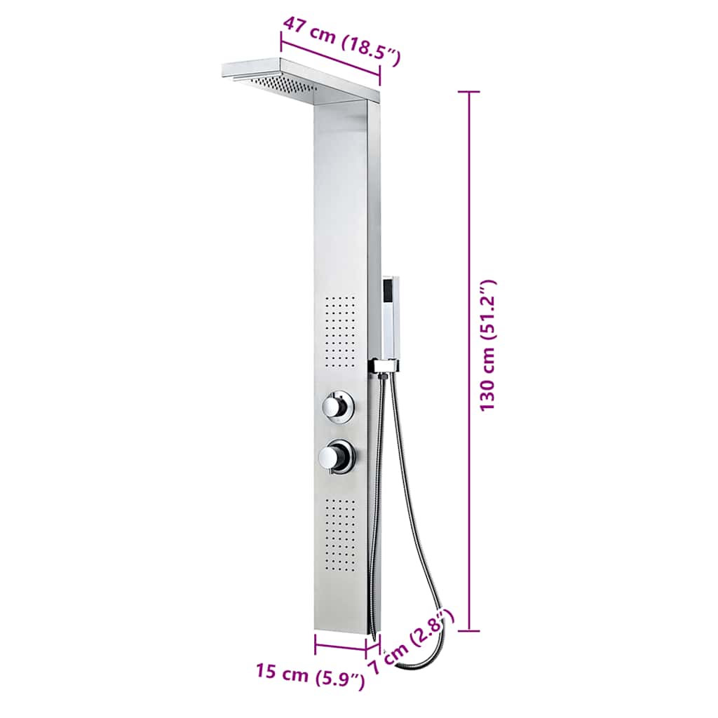 Duschpaneel-System Edelstahl Stahl Viereckig
