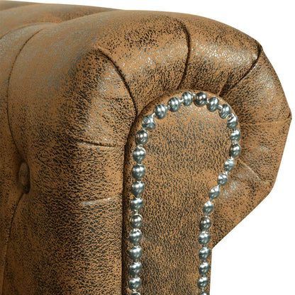 Chesterfield-Sofa 2-Sitzer Kunstleder Braun