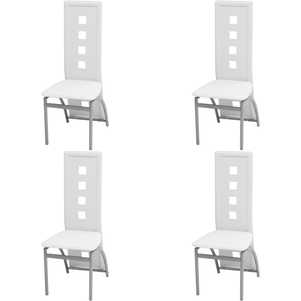 Esszimmerstühle 4 Stk. Weiß Kunstleder