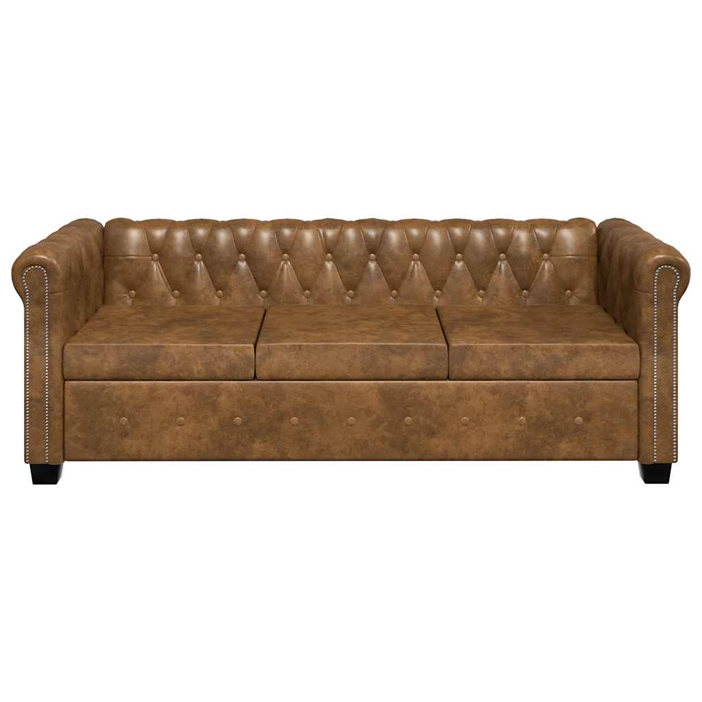 Chesterfield-Sofas 2-Sitzer und 3-Sitzer Braun
