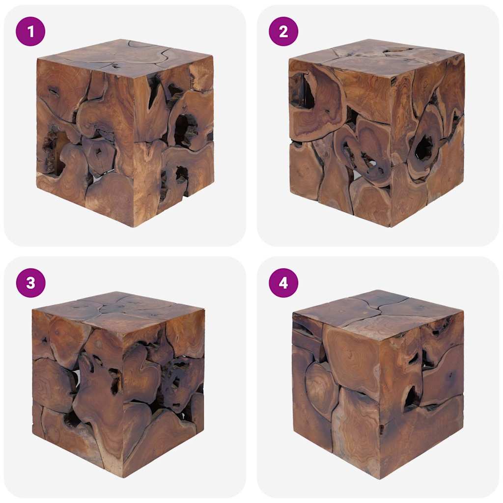 Hocker 2 Stk. Braun 40x40x45 cm Massivholz Teak