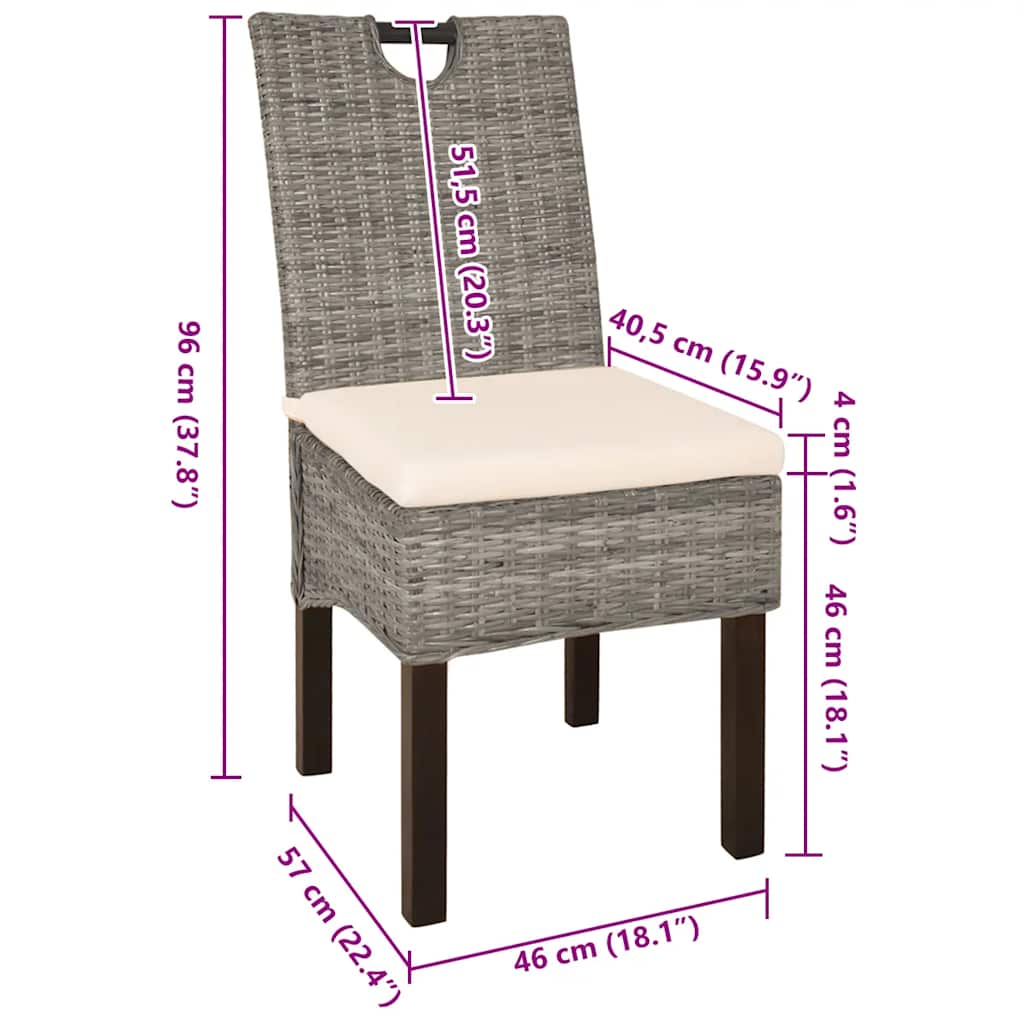Esszimmerstühle 4 Stk. Kubu-Rattan Mangoholz