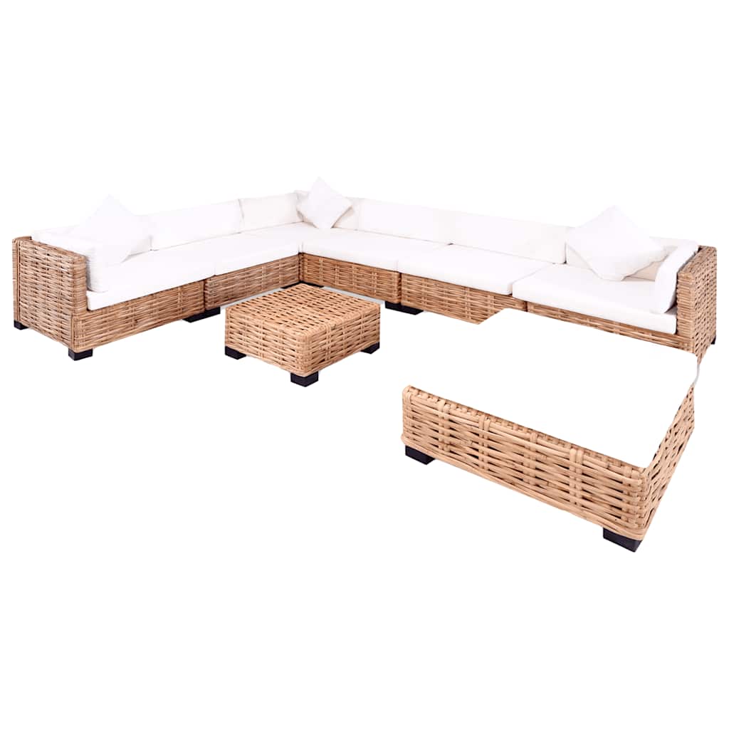 Sofagarnitur 27-tlg. Natürliches Rattan
