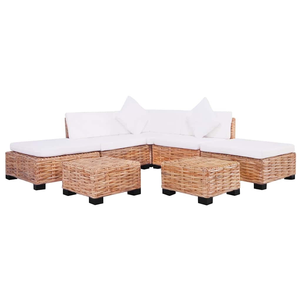 Sofagarnitur 18-tlg. Natürliches Rattan