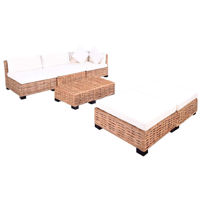 Sofagarnitur 18-tlg. Natürliches Rattan