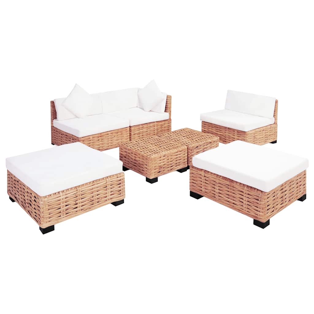 Sofagarnitur 18-tlg. Natürliches Rattan