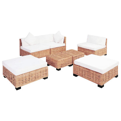 Sofagarnitur 18-tlg. Natürliches Rattan