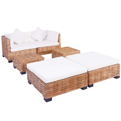 Sofagarnitur 16-tlg. Natürliches Rattan