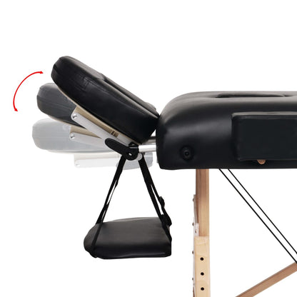 Massageliege 2-Zonen mit Hocker Klappbar 10 cm Sitz Schwarz