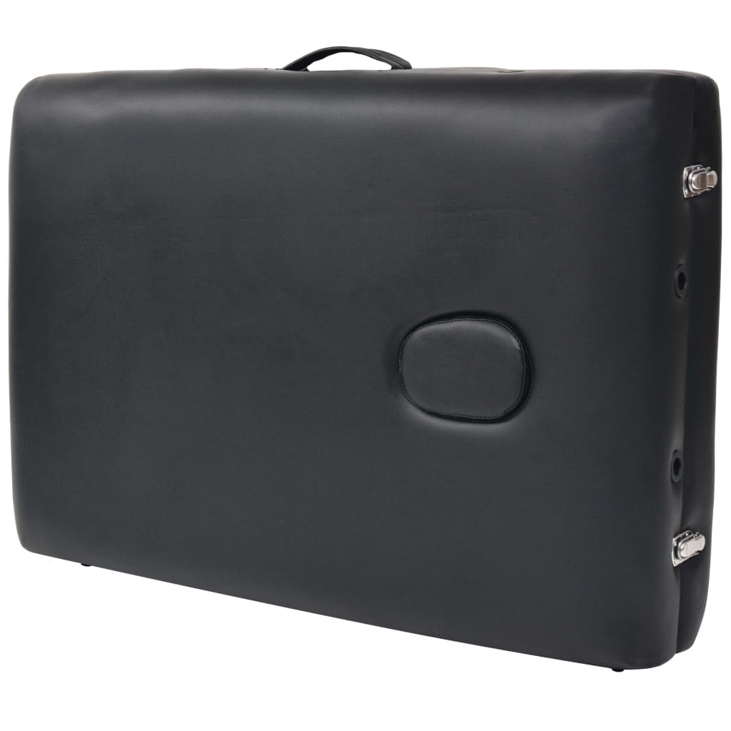 Massageliege 2-Zonen mit Hocker Klappbar 10 cm Sitz Schwarz