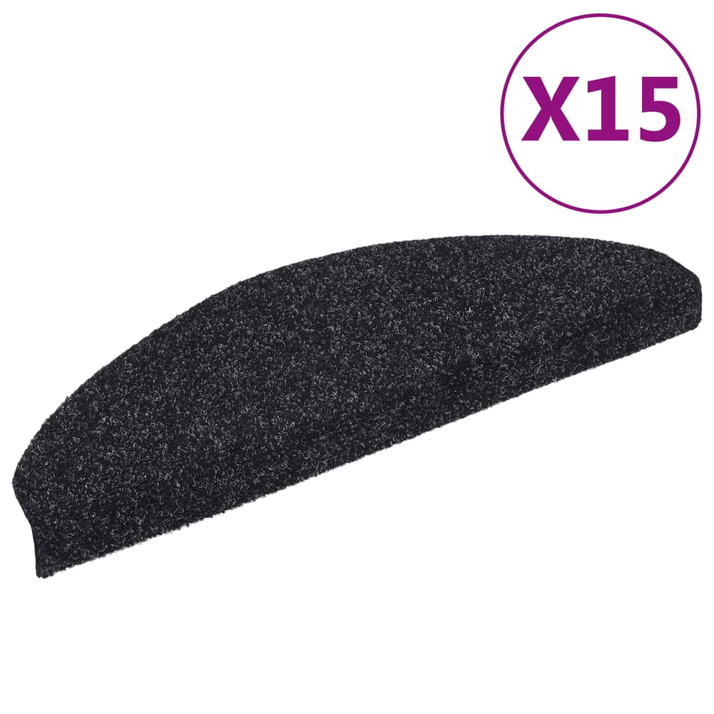 Stufenmatten Selbstklebend 15 Stk. 65x21x4 cm Schwarz Halbrund Groß