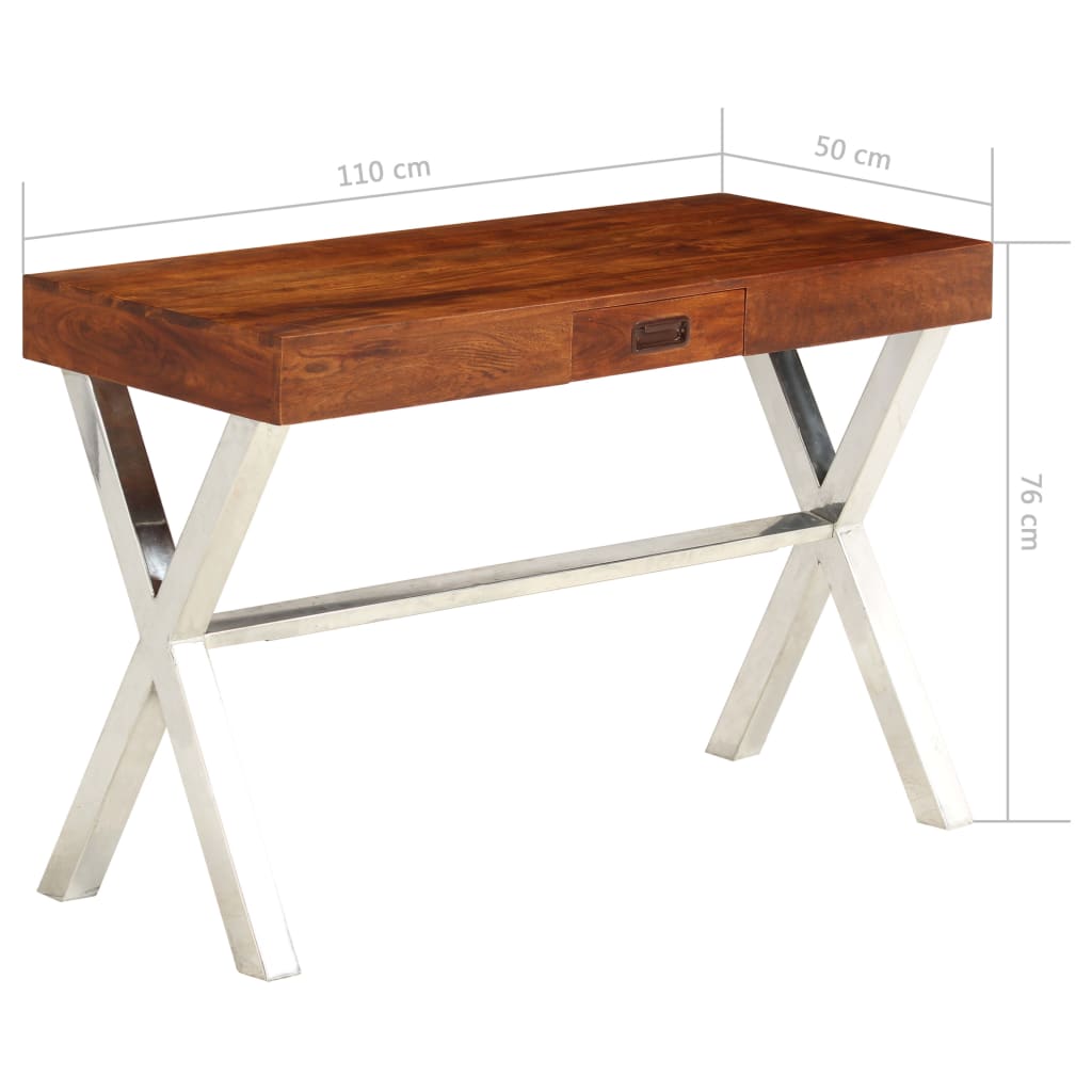 Schreibtisch Massivholz mit Honigfarbenem Finish 110x50x76 cm