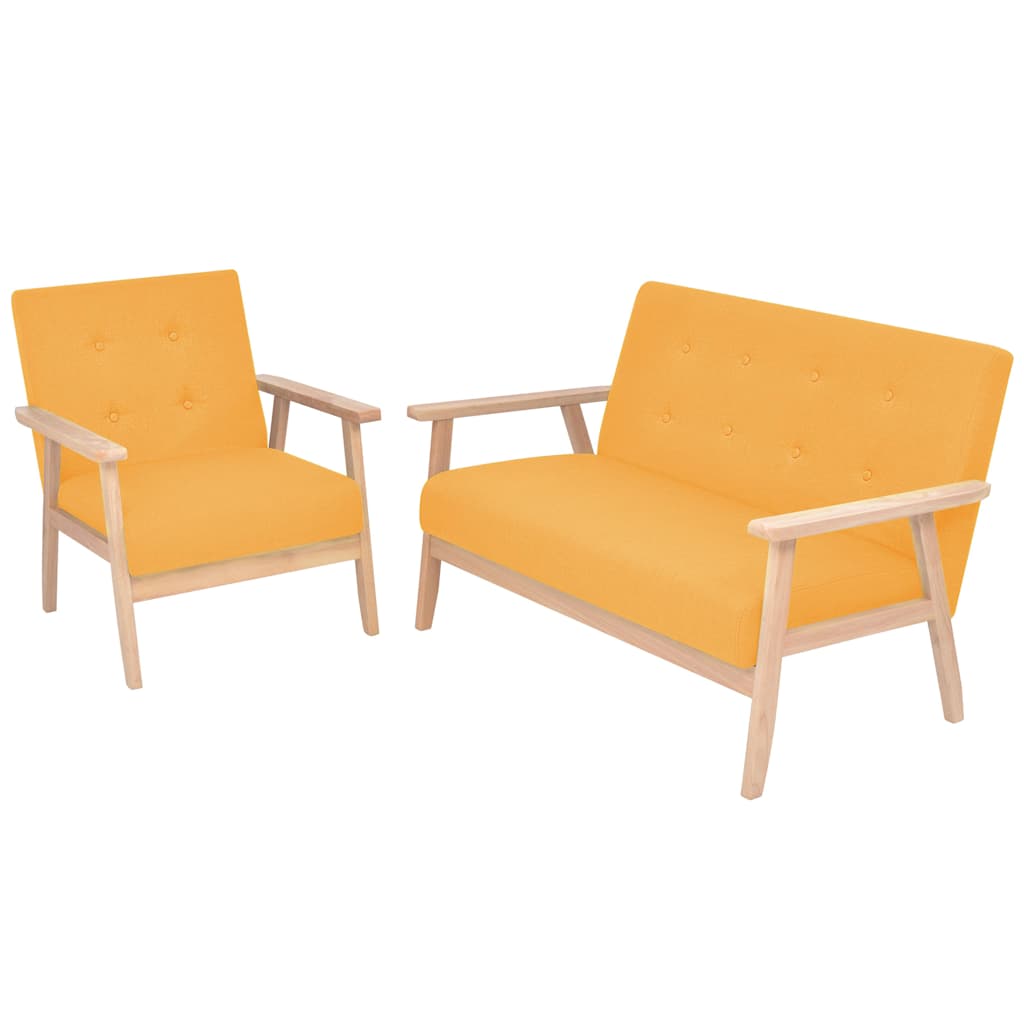 Sofa-Set 2-tlg. Stoff Gelb
