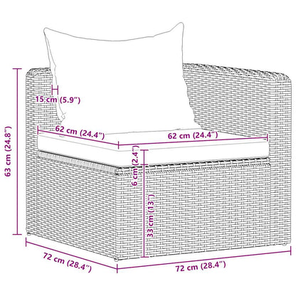 4-tlg. Garten-Sofagarnitur mit Kissen Grau Poly Rattan