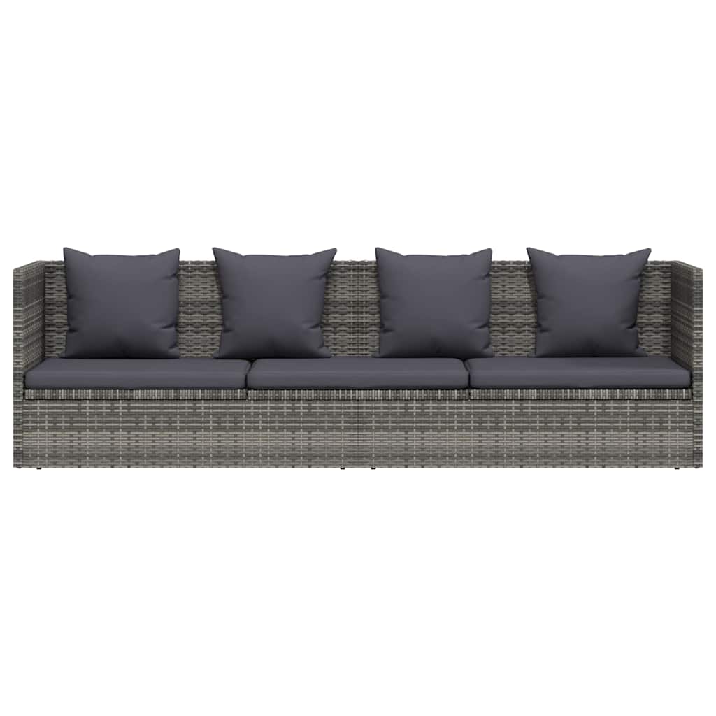Garten-Sofabett 200x60 cm Poly Rattan Grau