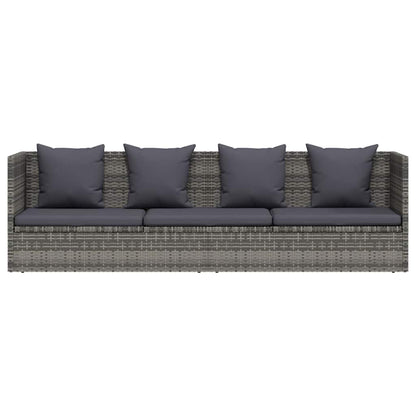 Garten-Sofabett 200x60 cm Poly Rattan Grau