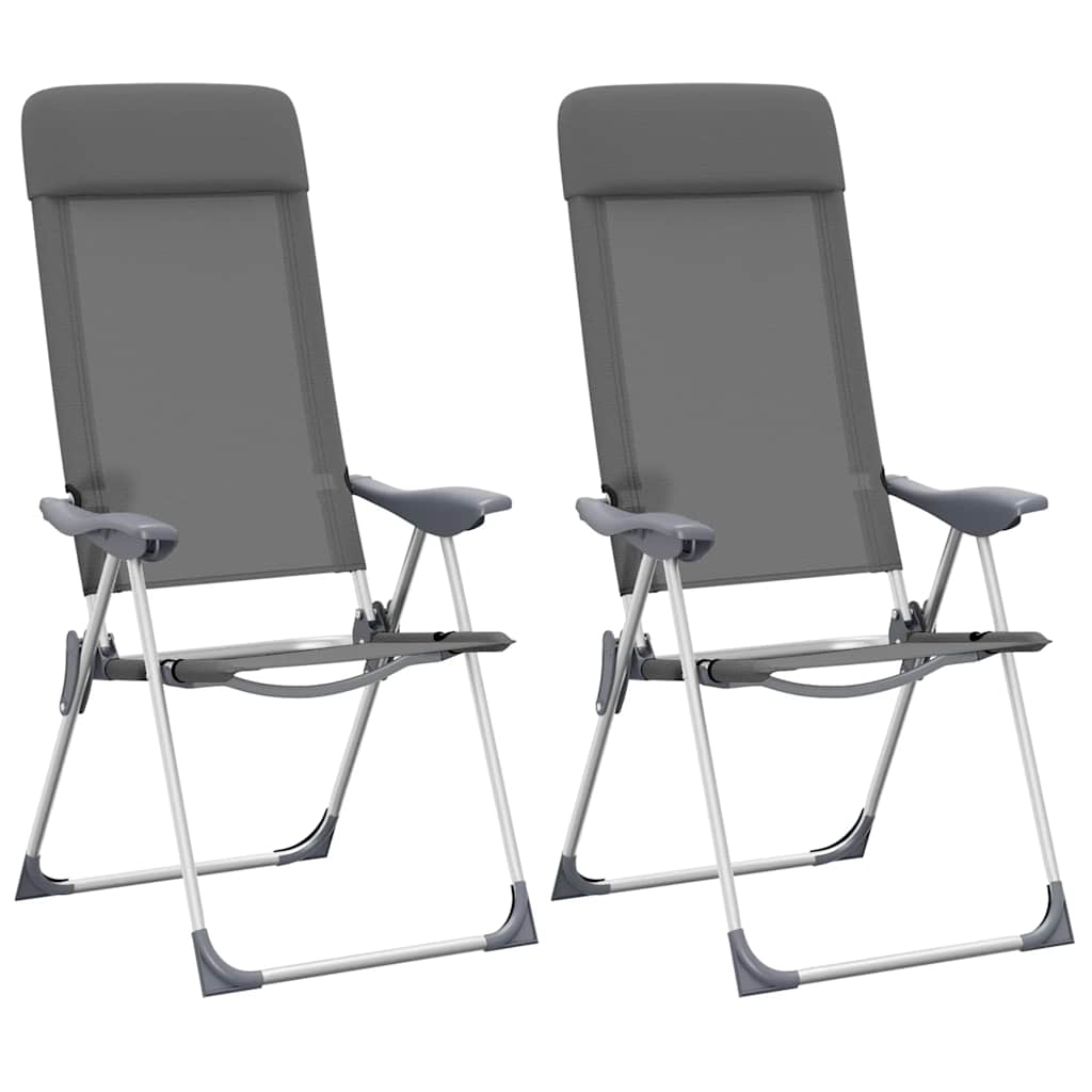 Klappbare Campingstühle 2 Stk. Grau Aluminium