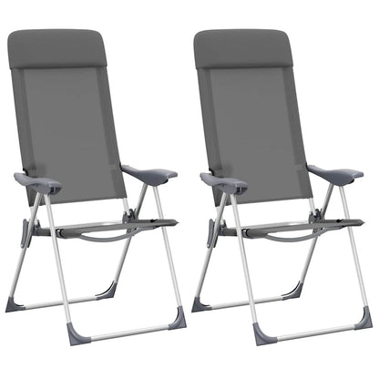 Klappbare Campingstühle 2 Stk. Grau Aluminium