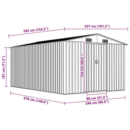 Gerätehaus 257x392x181 cm Metall Grau