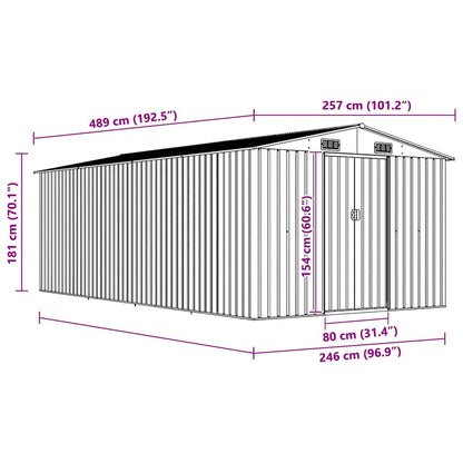 Gerätehaus 257x489x181 cm Metall Anthrazit