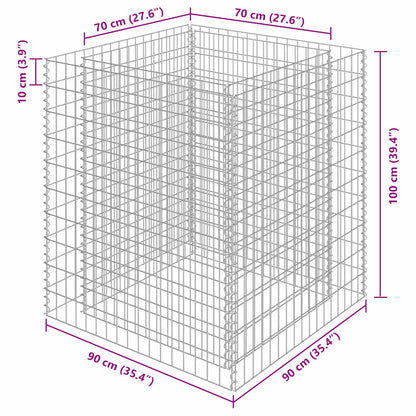 Gabionen-Hochbeet Verzinkter Stahl 90×90×100 cm