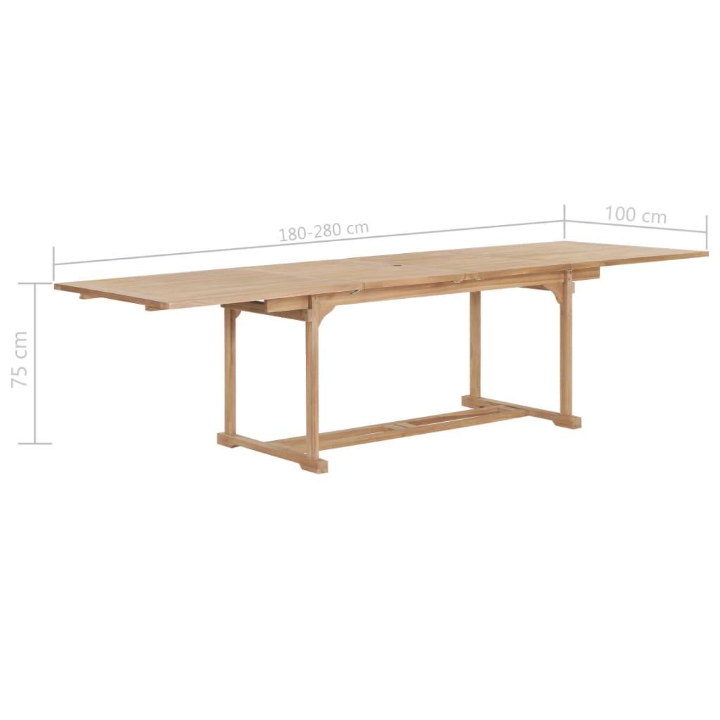 Garten-Ausziehtisch 180-280x100x75 cm Massivholz Teak