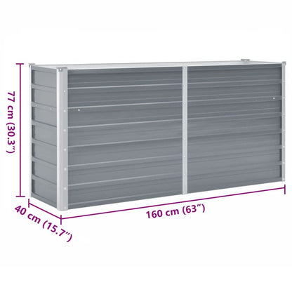 Garten-Hochbeet Verzinkter Stahl 160x40x77 cm Grau