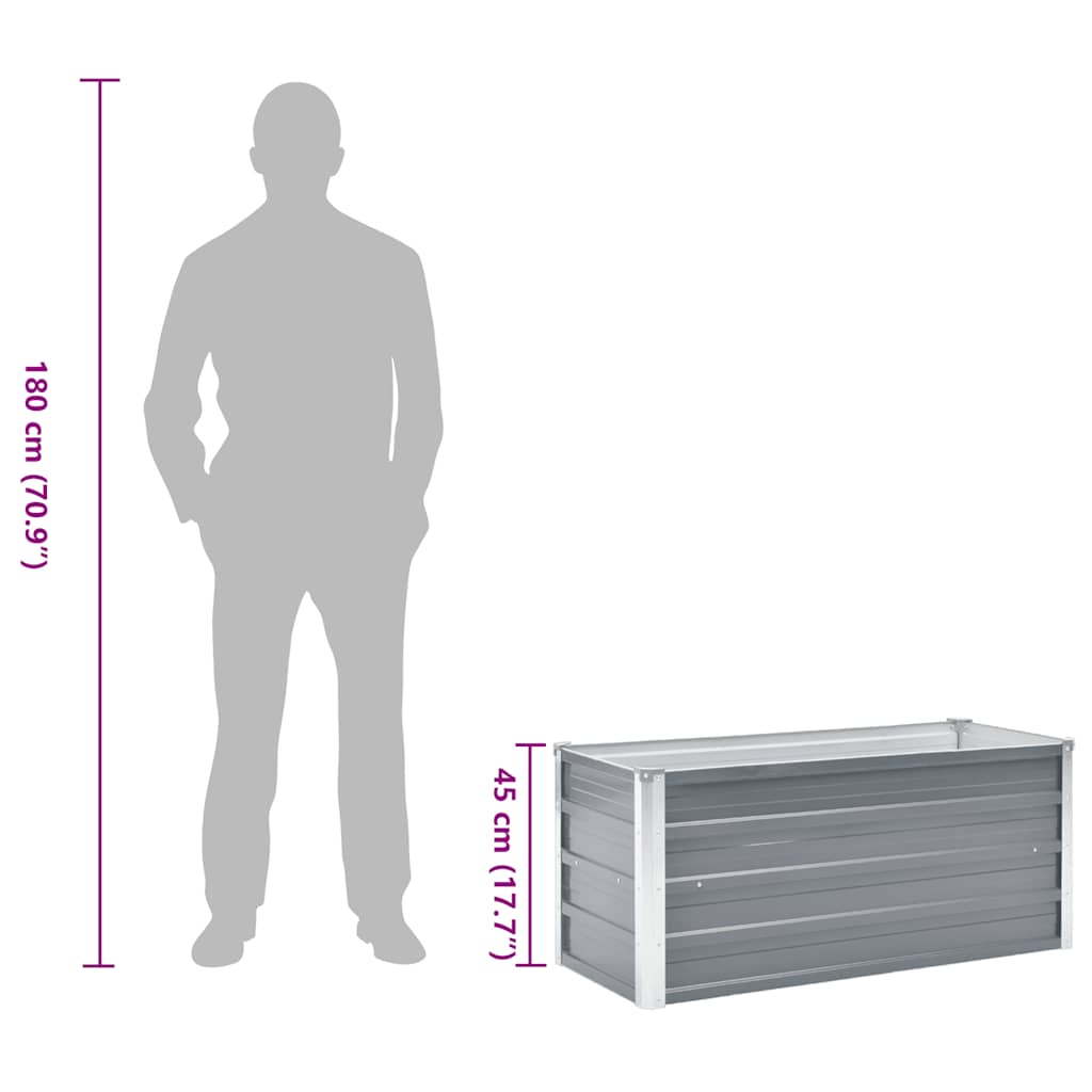 Garten-Hochbeet Verzinkter Stahl 100x40x45 cm Grau