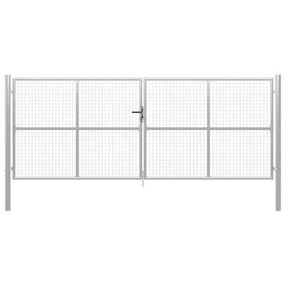 Gartentor verzinkter Stahl 400 x 150 cm Silber