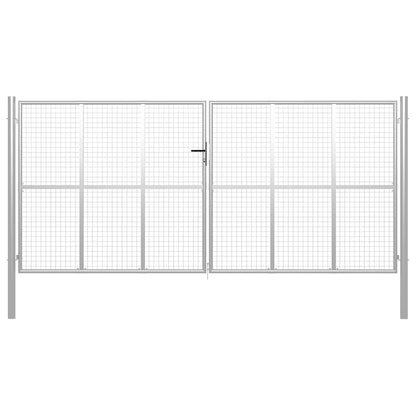 Gartentor verzinkter Stahl 400 x 200 cm Silber
