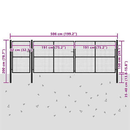 Gartentor Stahl 500×150 cm Anthrazit