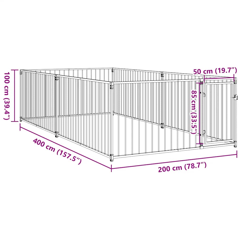 Outdoor-Hundezwinger 200×400×100 cm