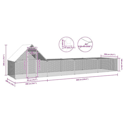 Hühnerstall 8x2x2 m Verzinkter Stahl