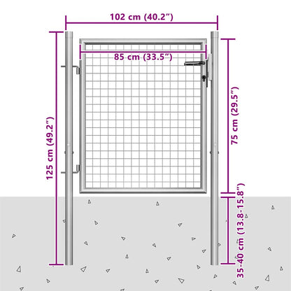 Gartentor verzinkter Stahl 100 x 75 cm Silber