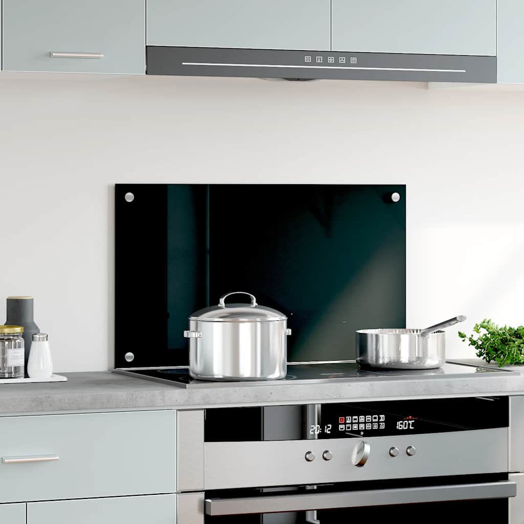 Küchenrückwand Schwarz 70x40 cm Hartglas