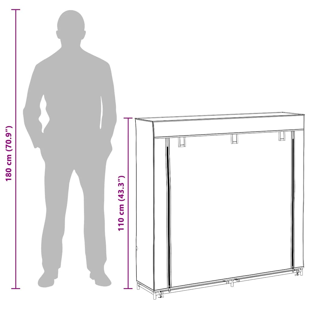 Stoff Schuhschrank mit Abdeckung 115 x 28 x 110 cm Schwarz